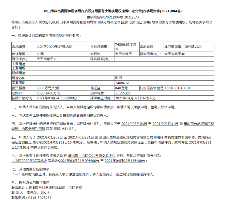 古冶区自然资源和规划局招聘启事